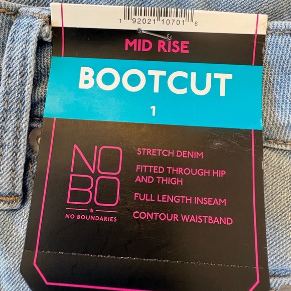 No Boundaries Mid Rise Boot Cut jeans size 1 NWT - Picture 5 of 7